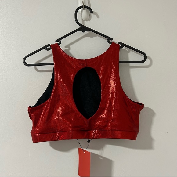 RARR DESIGNS red sparkle high top bra - size large - Picture 2 of 5